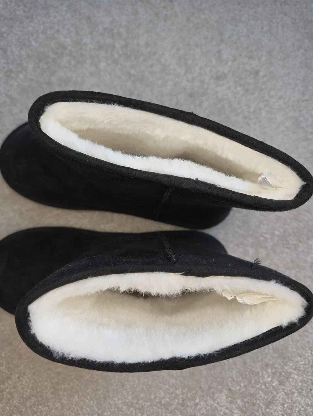 Black Suede Girls Fuzzy Ankle Boots